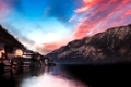 Lake Hallstatt at sunset, Salzkammergut, Austrian Alp